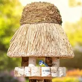 Voss.garden Vogelhaus Amrum Reetdach - rundes Vogelfutterhaus, Ø 50cm