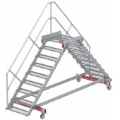 Euroline 512 mobiler Überstieg 45° Stufenausführung Stahl Gitterrost Stufenbreite 800mm 9 Stufen