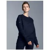 Trigema Sweatshirt "Sweatshirt aus Biobaumwolle", Damen, Gr. XL, blau (navy), 75% Baumwolle (Biobaumwolle kbA), 25% Baumwolle (recycelt), Basic, Sweatshirts Sweatshirt