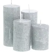 Buttinette Rustikale Kerzen, silber-metallic, abgestuft, 4 Stück