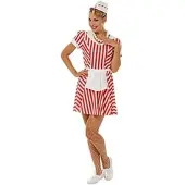 Buttinette -Diner Kleid, rot/weiß