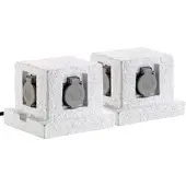 ROYAL GARDINEER 2er-Set 4-fach-Garten-Steckdosen, Stein-Optik, Spritzwasserschutz IP44