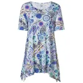 DW-Shop Viskose-Mix-Shirt, Druck blau, 36/38