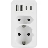 Plastrol Steckdosenadapter mit 4x USB und 2x 230V Steckdosen 3680W