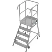 Krause STABILO PodestLeiter fahrbar, einseitig begehbar, 5 Stufen, Arbeitshöhe 3,20 m
