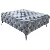 KAWOLA Hocker NARLA Chesterfield Velvet silber 110x110cm