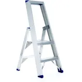 Asc Eurostairs Stufenstehleiter einseitig eloxiert mit Plattform 2 Stufen
