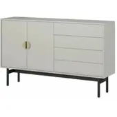 Selsey Stoon - Sideboard 2-türig mit 4 Schubladen, Grau-Beige Taupe mit schwarzem Metallgestell, 154 cm