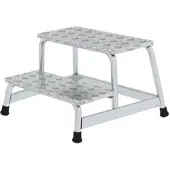 Proregal Arbeitspodest starr | 2 Stufen | Aluminium-Warzenblech | Rutschfeste Kunststoffschuhe