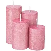 Buttinette Rustikale Kerzen, rosé-metallic, abgestuft, 4 Stück