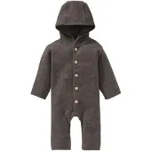 BORNINO HOME Wollfleece-Overall mit Klappbündchen aus Merinowolle, braun, 86