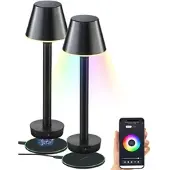 Lunartec Smarte Outdoor-Tischlampe, RGB-CCT-LEDs, App, Bluetooth, 2er-Set