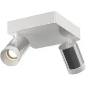 Grau Set Spot Duo 17x17 LED-Deckenstrahler-Aluminium poliert/Weiß-mit LED (2700K)