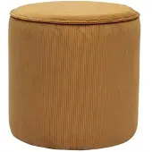 Miliboo Runder Pouf aus gelbem Cord-Samt D40 cm PAUL
