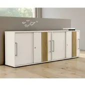 Kerkonn Schiebetürenschrank Büro weiß 2OH mit Akustikpaneel