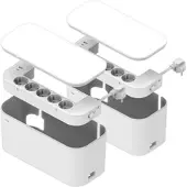 Revolt 2er-Set 5-fach Steckdosenl. mit Kabelb., 1x USB-A 20W 1x USB-C 20W