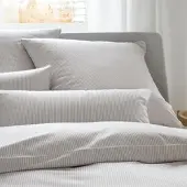 Elegante Mako-Satin Bettwäsche Hamburger Streifen 200x220 cm + 2x 40x80 cm | sand - beige