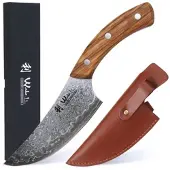 Wakoli Kleines Chefmesser mit Olivenholzgriff und Klingenschutz aus Leder