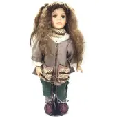Topline handgemachte Porzellanpuppe Mädchen in Alpenkleidung 55cm Sam...