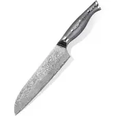 WOLFCUT - Damaskus Santokumesser 18,5 cm Klinge 67-lagiger Damaszenerstahl mit Geschenkbox