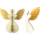 HOFF Dekoengel "Honeycomb" gold/weiß Ø35 x h58cm/Flügel 64 cm