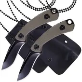 Semptec 2er-Set Mini-Survival-Messer mit Schutzhülle inkl. Halskette