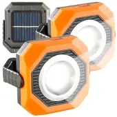 Pearl 2er-Set Solar-Camping- & Arbeits-Lampe, 6W, 300lm, 1.200mAh, Magnet