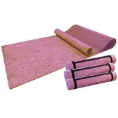 Newgen medicals 4er-Set Jute-Yoga- & Gymnastikmatten, gepolstert, Tragegurt, 183x61 cm