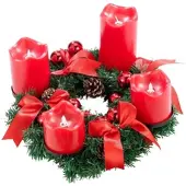 Britesta Adventskranz, rot, 4 rote LED-Kerzen mit bewegter Flamme