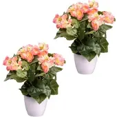 Creativ Green künstliche Pflanze Begonienbusch, ca 35cm, 2er Set