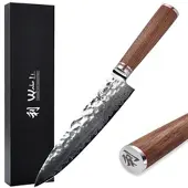 Wakoli Nussbaum Damast Chefmesser 20 cm Klinge I Nussbaumholzgriff