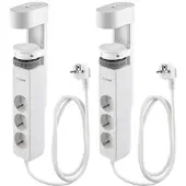 Revolt 2er-Set 3-fach-Tischsteckdose mit Schraubklemme, 2x USB-C, 1x USB-A
