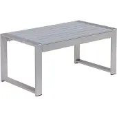 Beliani Gartentisch Hellgrau Aluminium Couchtisch 90 x 50 cm Terrasse Balkon Outdoor & Indoor Modern