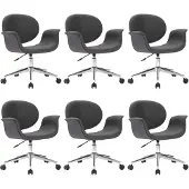 vidaXL Drehbare Esszimmerstühle 6 Stk. Grau Stoff