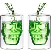 Cucina di Modena 2er-Set doppelwandige Trinkgläser Totenkopf, spülmaschinenfest, 0,4 l