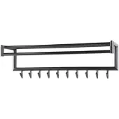 Feeling4Home Garderobe Rore aus pulverbeschichtetem Metall, Industrial Design, Dunkelgrau, mit Hutablage, 10 Haken und Stange