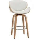 Miliboo Design-Barhocker Weiß und helles Holz 65 cm WALNUT