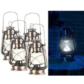 Lunartec 4er-Set helle LED-Sturmlampe mit Akku, 200 lm, 3W, warmweiß, bronze