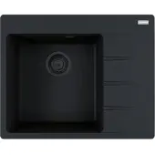 Franke Spüle CNG 611-62 BLACK MATT COLLECTION Becken links mit Excenterbedienung / Ausschnittmaß 600 x 480 mm R15 / Granitspüle