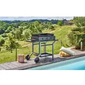 Forge Adour Planchagrill Gas Modern 75 Schwarz auf Rolltisch