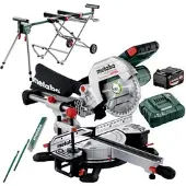Metabo Akku Kappsäge Säge Ladegerät KGS 18LTX BL216 + Untergestell KSU251 mobile
