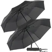 Pearl 2er-Set Automatik-Taschen-Regenschirme, bis 40 km/h, Ø 100 cm