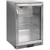Polar Edelstahl Barkühlschrank 138 Liter - abschließbar, Umluftkühlung & LED-Innenbeleuchtung