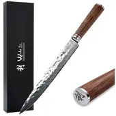 Wakoli Nussbaum Damast Fleischmesser I 25 cm Klinge I Nussbaumholzgriff