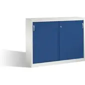 C+P Sideboard mit Schiebetüren Acurado, H1200xB1600xT500mm, Front Enzianblau, Korpus Lichtgrau