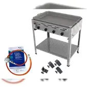ChattenGlut Gasbräter 4-flammig 14,7kW Standgerät Edelstahlpfanne mit DGUV