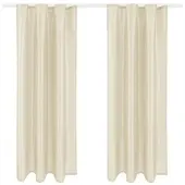 Arsvita 2er Pack Gardine Blickdicht Alessia mit Universalband 140x145cm beige