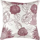 Arsvita Kissenhülle Blumenmuster 40 x 40 cm mit Füllkissen Silbergrau Bordaux
