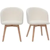 Miliboo Skandinavische Stühle aus Stoff mit Wolleffekt und massivem Buchenholz (2er-Set) VANITY