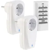 Revolt 2er-Set Funksteckdosen mit Fernbedienung, bis 16 A, 3.680 Watt